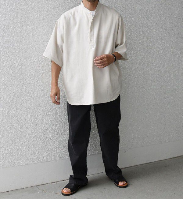 SHIPS any「SHIPS any:〈洗濯機可能〉リネン / レーヨン バンド スキッパー ハーフスリーブ プルオーバー シャツ◇」|シャツ・ブラウス|