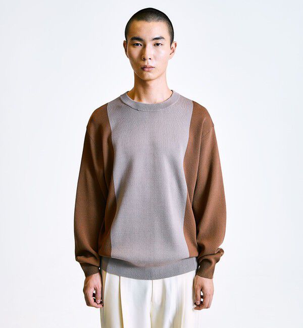 SHIPS「City Ambient Products:〈手洗い可能〉バイカラー クルーネック ニット」|ニット・セーター|