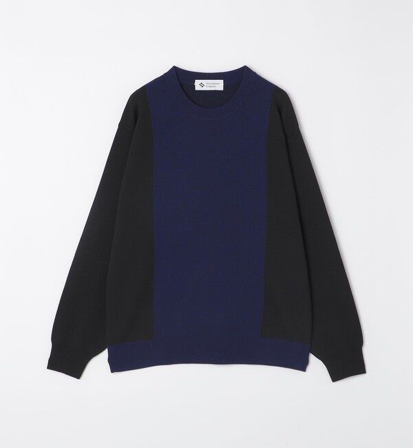 SHIPS「City Ambient Products:〈手洗い可能〉バイカラー クルーネック ニット」|ニット・セーター|ネイビー