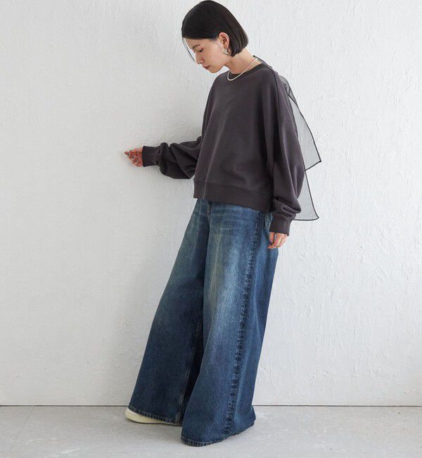 SHIPS for women「Wai＋:〈手洗い可能〉裏毛 オーガンジー スウェット」|スウェット・ジャージ|