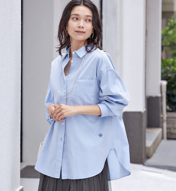 SHIPS for women「〈洗濯機可能〉ピン オックス 刺繍 シャツ」|シャツ・ブラウス|