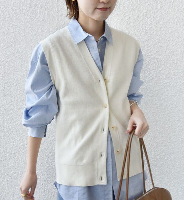 SHIPS for women「〈手洗い可能〉ワンポイント 刺繍 Vネック ベスト」|ベスト・ジレ|