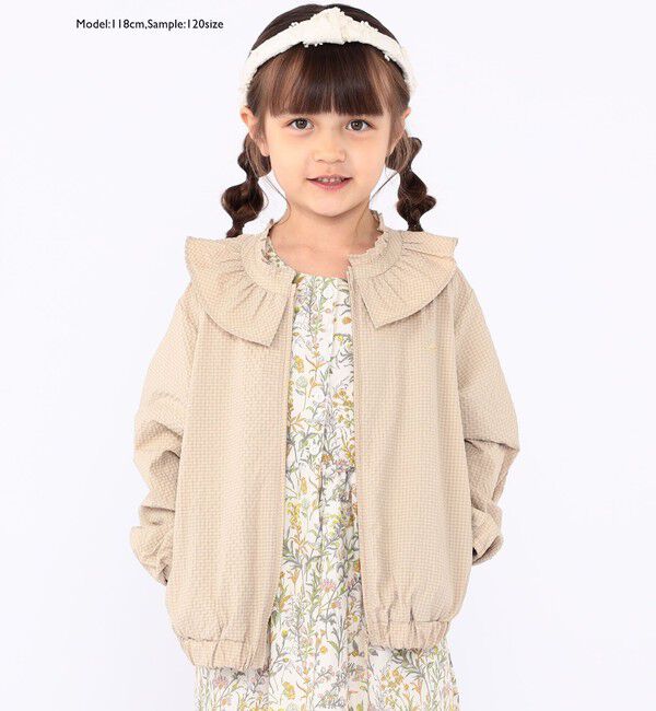 SHIPS KIDS「SHIPS KIDS:100～130cm /〈UVカット/洗濯機可能〉フリル パーカ」|ブルゾン・スタジャン|