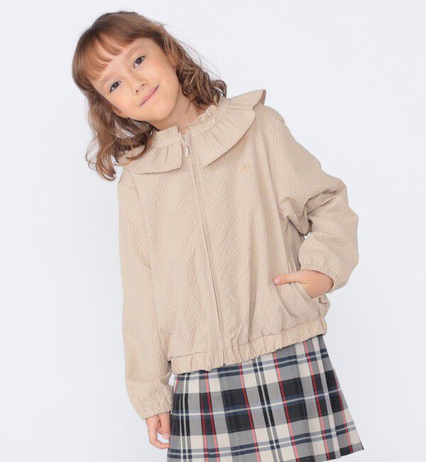 SHIPS KIDS「SHIPS KIDS:100～130cm /〈UVカット/洗濯機可能〉フリル パーカ」|ブルゾン・スタジャン|