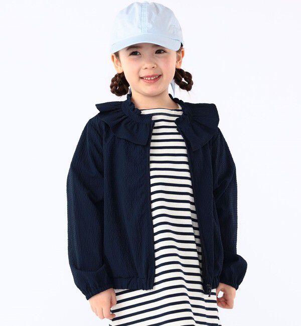 SHIPS KIDS「SHIPS KIDS:100～130cm /〈UVカット/洗濯機可能〉フリル パーカ」|ブルゾン・スタジャン|