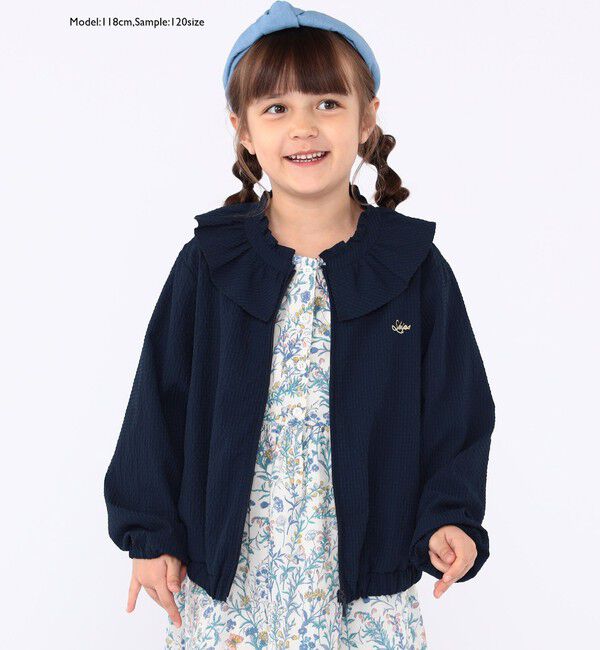 SHIPS KIDS「SHIPS KIDS:100～130cm /〈UVカット/洗濯機可能〉フリル パーカ」|ブルゾン・スタジャン|