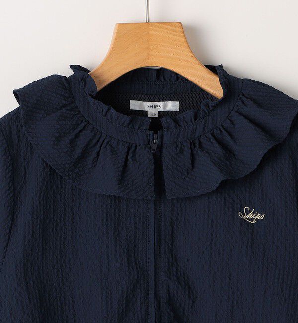 SHIPS KIDS「SHIPS KIDS:100～130cm /〈UVカット/洗濯機可能〉フリル パーカ」|ブルゾン・スタジャン|
