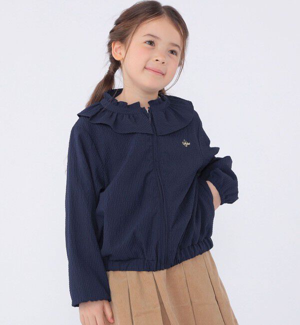 SHIPS KIDS「SHIPS KIDS:100～130cm /〈UVカット/洗濯機可能〉フリル パーカ」|ブルゾン・スタジャン|