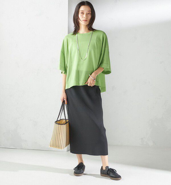 SHIPS for women「〈手洗い可能〉18G フィルミーコットン ワイド ショート スリーブ プルオーバー」|ニット・セーター|