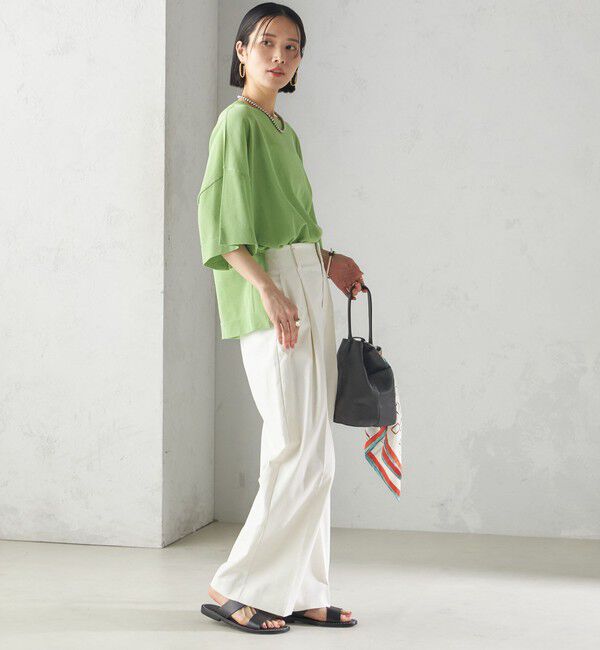 SHIPS for women「〈手洗い可能〉18G フィルミーコットン ワイド ショート スリーブ プルオーバー」|ニット・セーター|