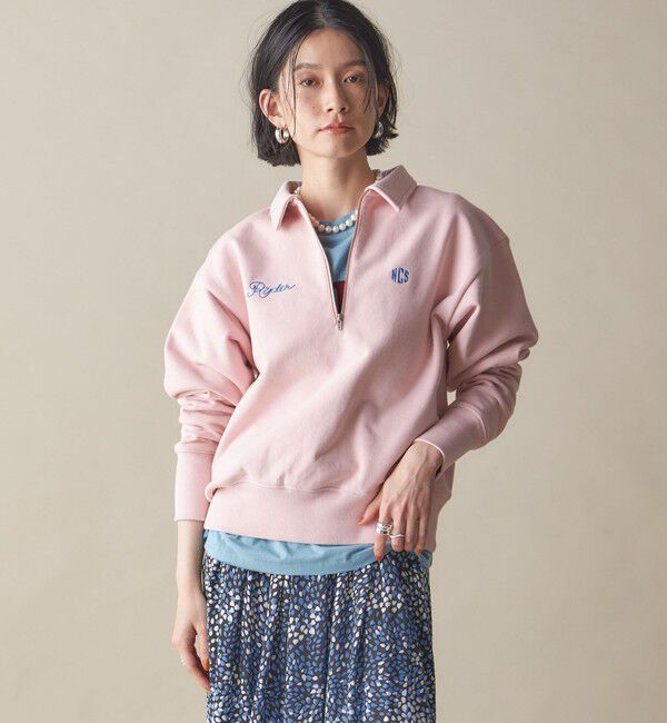 SHIPS for women「SHIPS NINE CASE:〈洗濯機可能〉ハーフ ジップ スウェット プルオーバー」|スウェット・ジャージ|ピンク