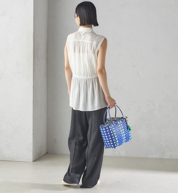 SHIPS for women「〈手洗い可能〉IMPERIAL LINEN Wポケット ノースリーブ シャツ」|シャツ・ブラウス|