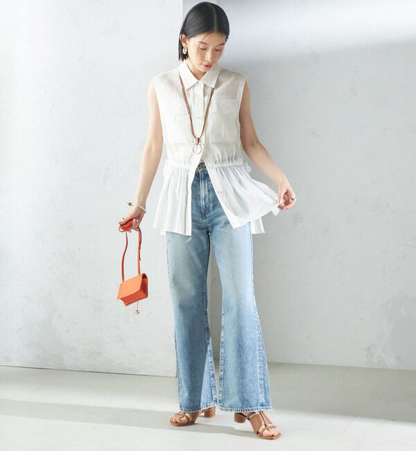 SHIPS for women「〈手洗い可能〉IMPERIAL LINEN Wポケット ノースリーブ シャツ」|シャツ・ブラウス|