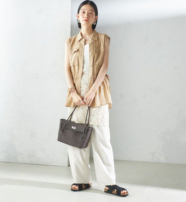 SHIPS for women「〈手洗い可能〉IMPERIAL LINEN Wポケット ノースリーブ シャツ」|シャツ・ブラウス|