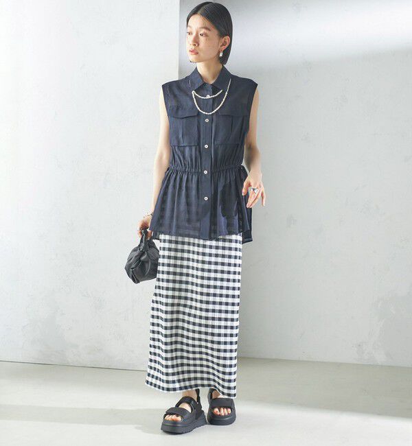 SHIPS for women「〈手洗い可能〉IMPERIAL LINEN Wポケット ノースリーブ シャツ」|シャツ・ブラウス|