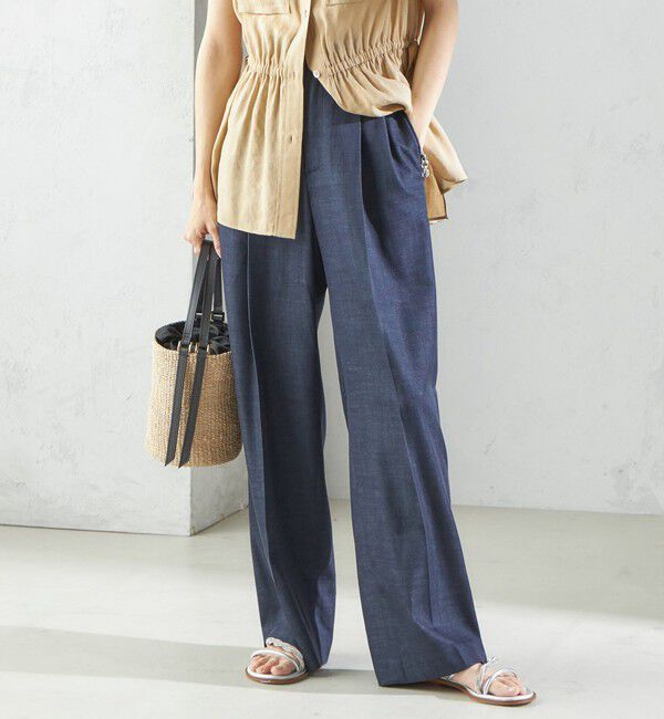 SHIPS for women「〈手洗い可能〉デニムライク 2タック ワイド パンツ」|その他|