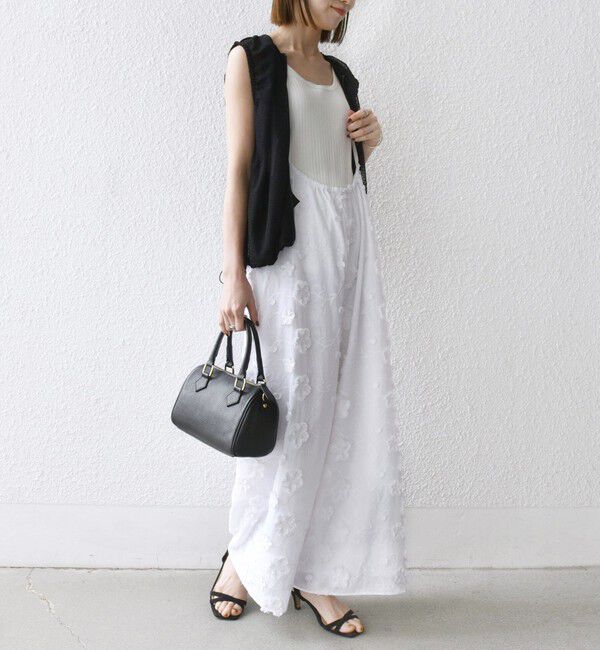 SHIPS any「SHIPS any:〈手洗い可能〉3D フラワー エンブロイダリー ギャザー サロペット」|オールインワン|