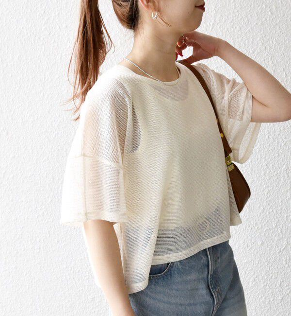 SHIPS any「SHIPS any:〈手洗い可能〉メッシュ シアー ワイド TEE &times; タンク セット」|Tシャツ・カットソー|