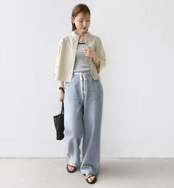 SHIPS for women「【WEB限定】〈手洗い可能〉ブロード ストライプ / 無地 切替 パッチワーク シャツ」|シャツ・ブラウス|