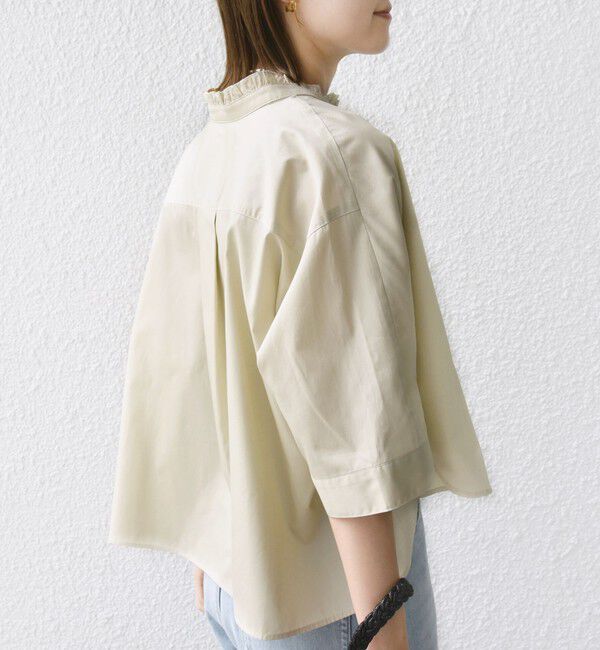 SHIPS for women「【WEB限定】〈手洗い可能〉ブロード ストライプ / 無地 切替 パッチワーク シャツ」|シャツ・ブラウス|