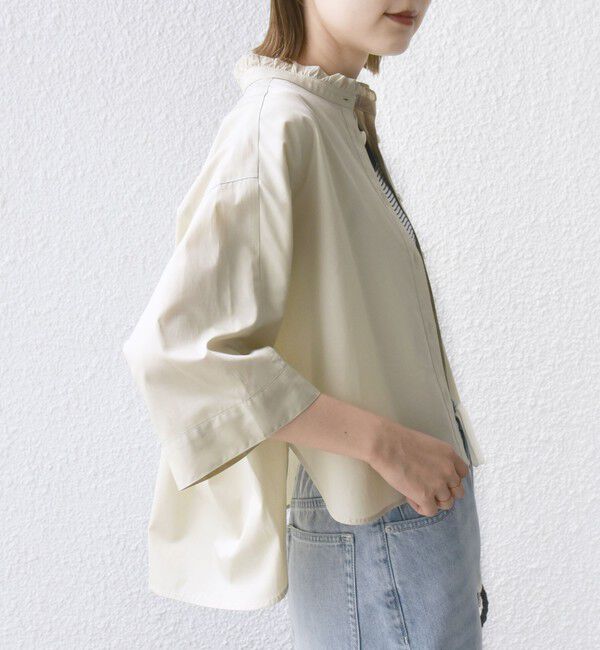 SHIPS for women「【WEB限定】〈手洗い可能〉ブロード ストライプ / 無地 切替 パッチワーク シャツ」|シャツ・ブラウス|