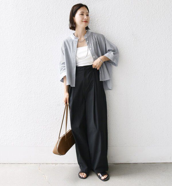 SHIPS for women「【WEB限定】〈手洗い可能〉ブロード ストライプ / 無地 切替 パッチワーク シャツ」|シャツ・ブラウス|