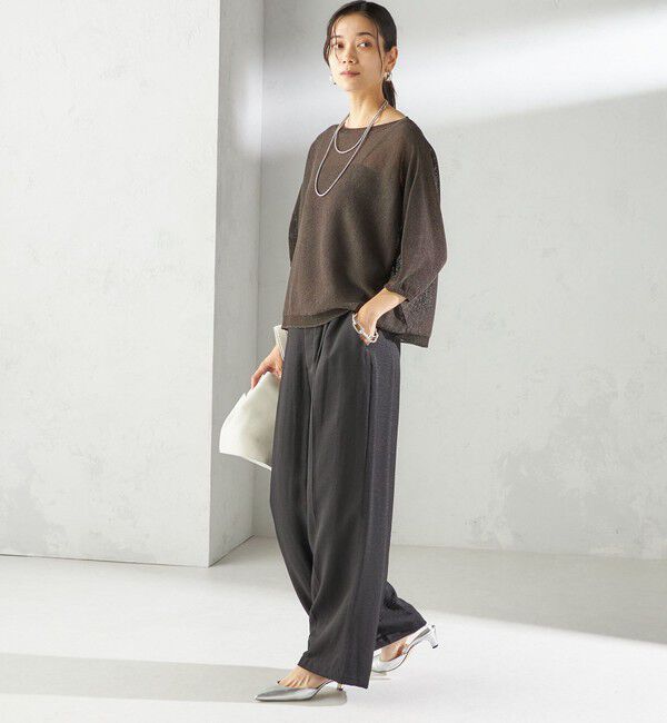 SHIPS for women「〈手洗い可能〉ペーパー パフ スリーブ 半袖 ニット」|ニット・セーター|