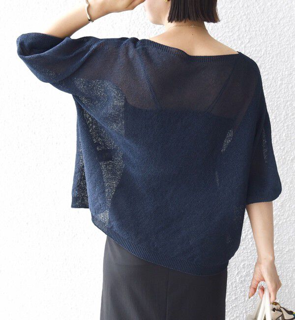 SHIPS for women「〈手洗い可能〉ペーパー パフ スリーブ 半袖 ニット」|ニット・セーター|