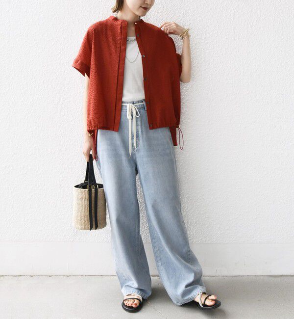 SHIPS for women「〈洗濯機可能〉ドロスト イージー デニム パンツ」|デニム|