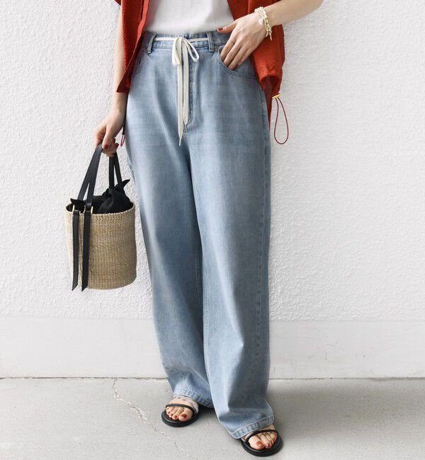 SHIPS for women「〈洗濯機可能〉ドロスト イージー デニム パンツ」|デニム|