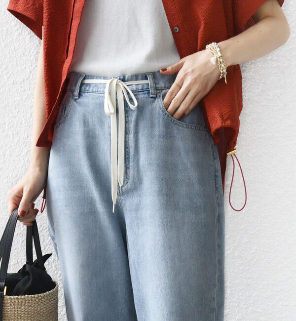 SHIPS for women「〈洗濯機可能〉ドロスト イージー デニム パンツ」|デニム|