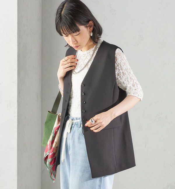 SHIPS for women「〈手洗い可能〉ハイカウント ダブルクロス ジレ」|ベスト・ジレ|