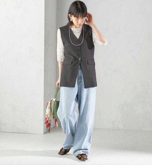 SHIPS for women「〈手洗い可能〉ハイカウント ダブルクロス ジレ」|ベスト・ジレ|