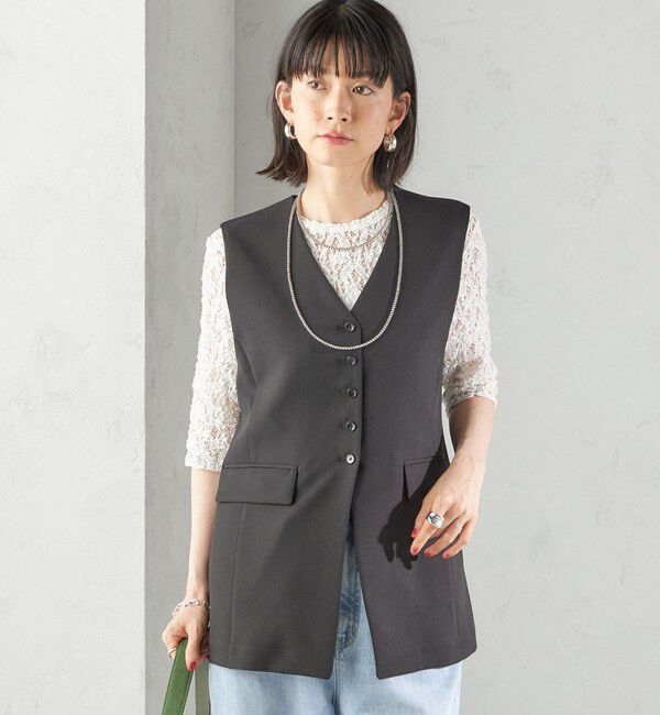 SHIPS for women「〈手洗い可能〉ハイカウント ダブルクロス ジレ」|ベスト・ジレ|