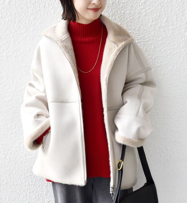 SHIPS for women「フェイク ムートン ジップ コート」|その他|