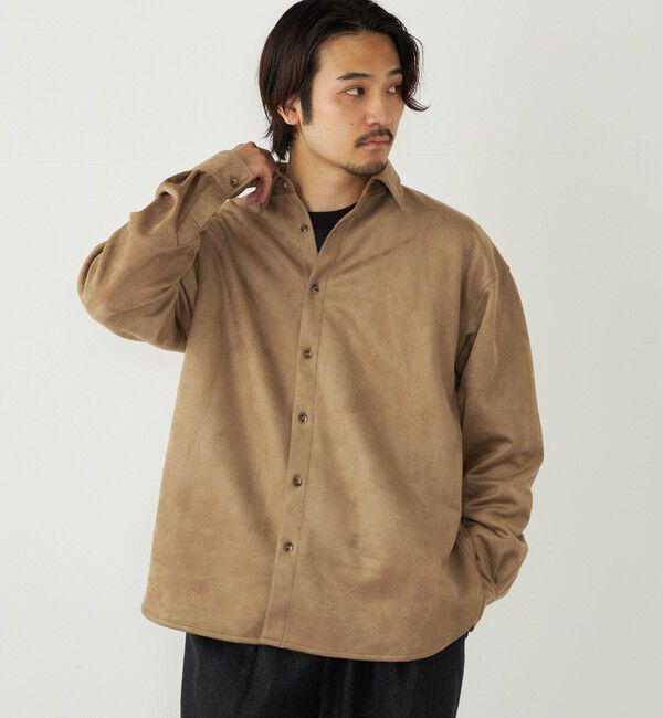 SHIPS Colors 「SHIPS Colors:〈洗濯機可能〉ポリエステル フェイクスエード ルーズ シャツ」|シャツ・ブラウス|ベージュ