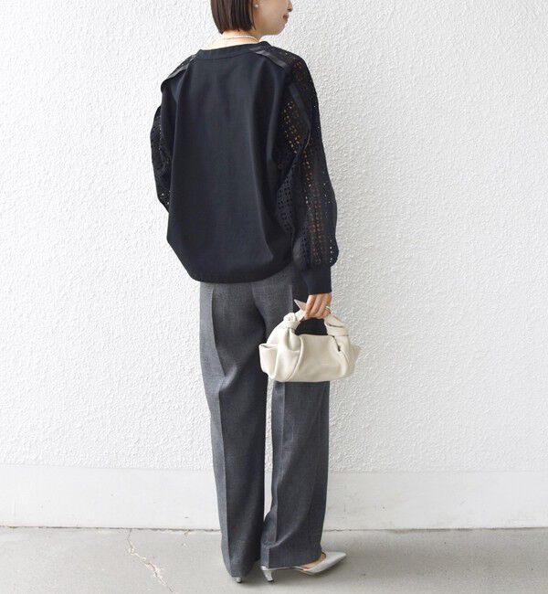 SHIPS for women「《一部追加予約》【WEB限定】〈手洗い可能〉レース コンビ カットソー」|Tシャツ・カットソー|