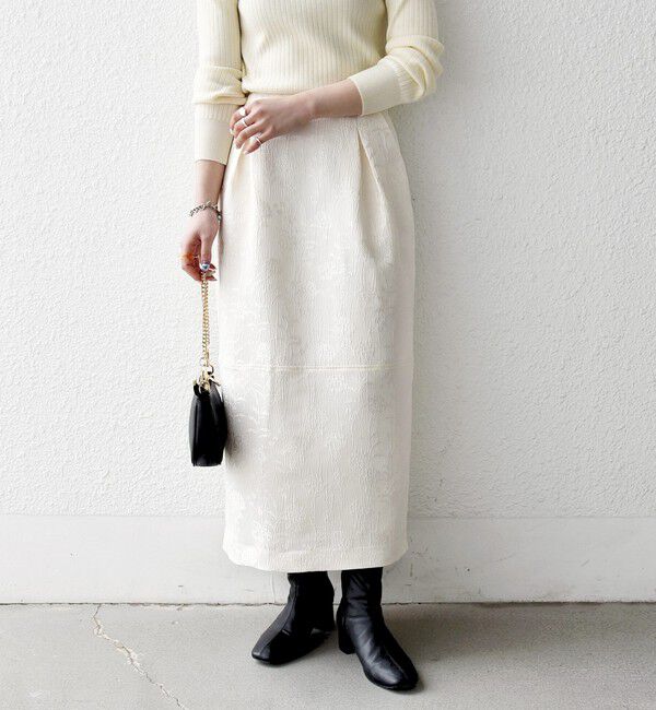 SHIPS any「SHIPS any:〈手洗い可能〉フラワー ジャカード Iライン タック スカート」|スカート|