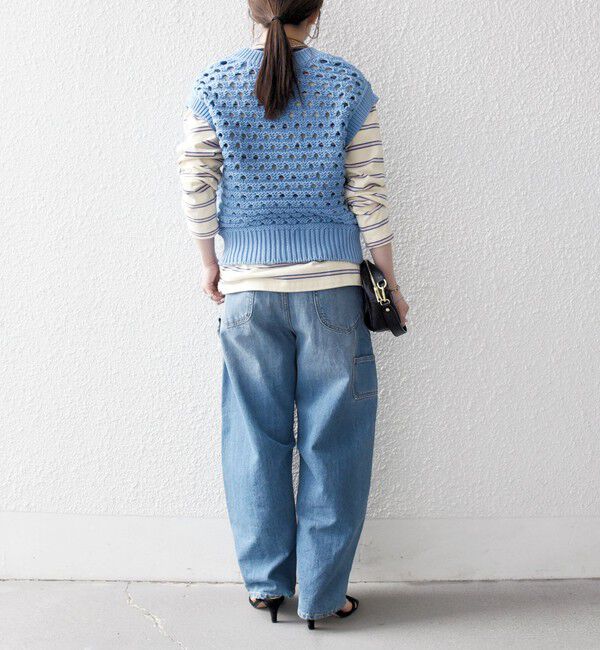 SHIPS any「SHIPS any:〈手洗い可能〉コットン ミックス 透かし編み Vネック ベスト」|ベスト・ジレ|