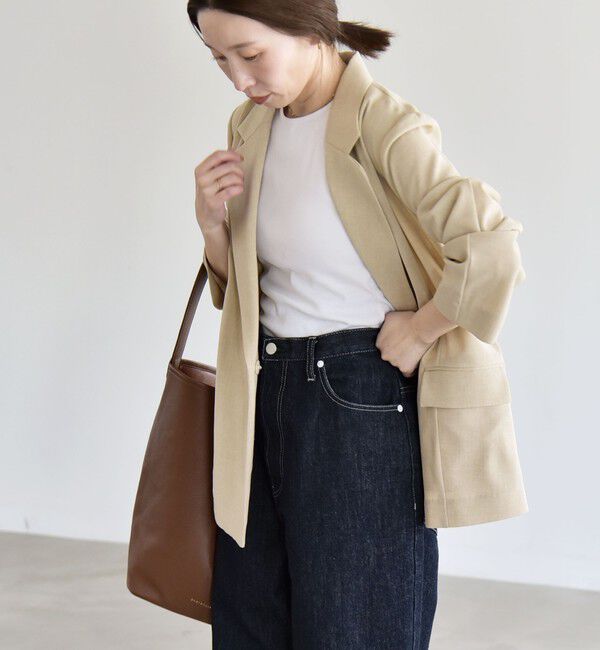 quaranciel「quaranciel:〈手洗い可能〉リングベルト ライト テーラード ジャケット」|テーラードジャケット|