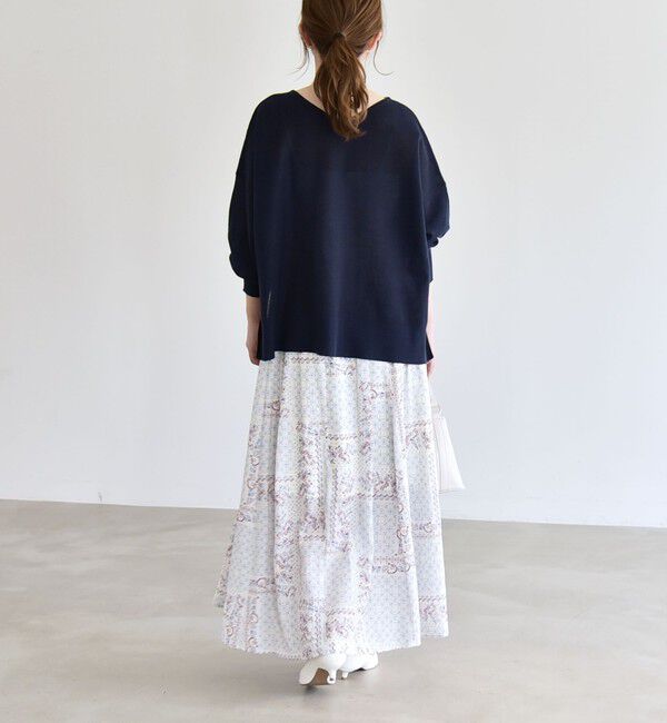 quaranciel「quaranciel:〈洗濯機可能〉フラワー スカーフ プリント ギャザー フレア スカート」|スカート|