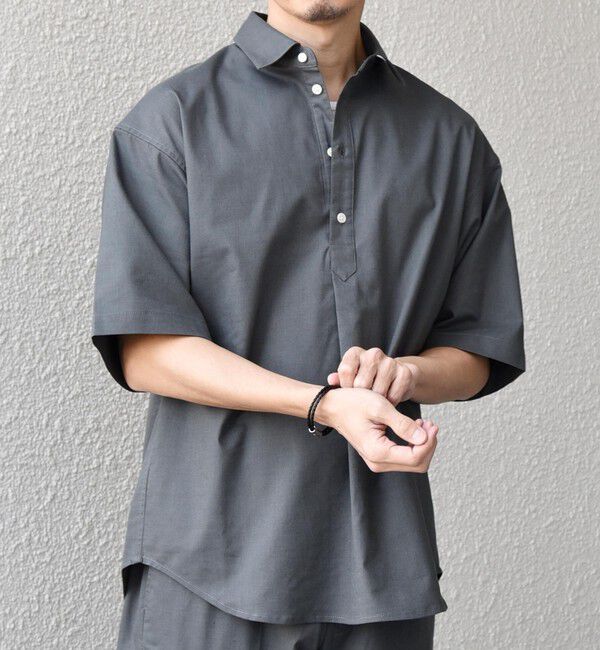 SHIPS any「【WEB限定】SHIPS any: ハイブリッドリネン プルオーバー シャツ(セットアップ対応) 26SS◆」|シャツ・ブラウス|