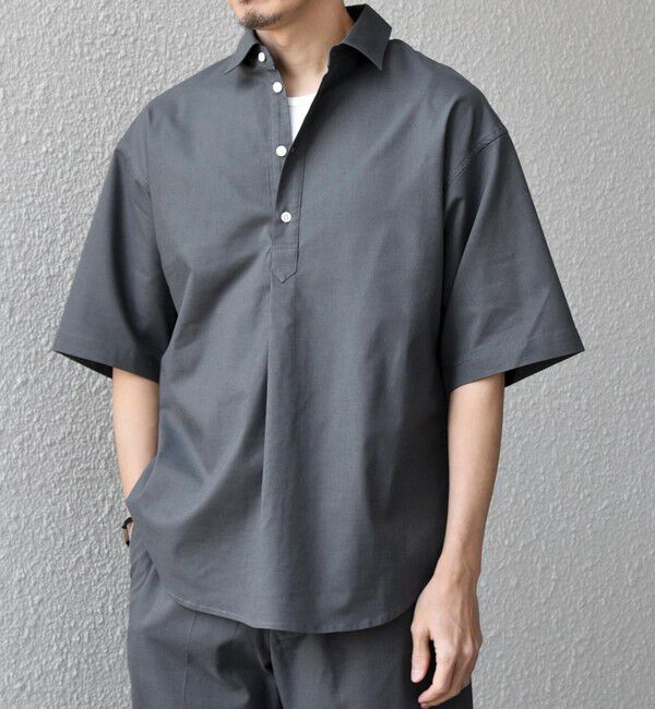 SHIPS any「【WEB限定】SHIPS any: ハイブリッドリネン プルオーバー シャツ(セットアップ対応) 26SS◆」|シャツ・ブラウス|