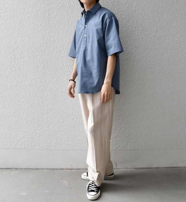 SHIPS any「【WEB限定】SHIPS any: ハイブリッドリネン プルオーバー シャツ(セットアップ対応) 26SS◆」|シャツ・ブラウス|