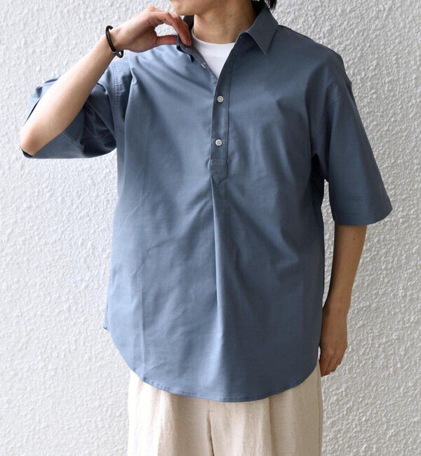 SHIPS any「【WEB限定】SHIPS any: ハイブリッドリネン プルオーバー シャツ(セットアップ対応) 26SS◆」|シャツ・ブラウス|