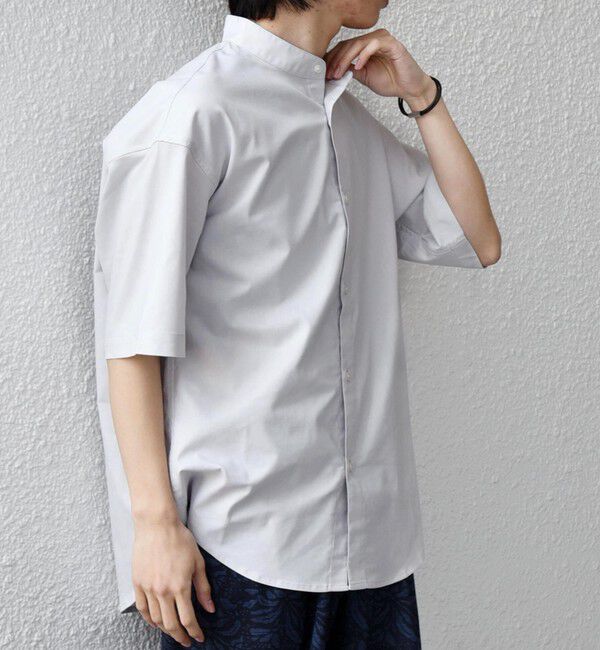 SHIPS any「【WEB限定】SHIPS any: ハイブリッドリネン バンドカラー ショートスリーブ シャツ(セットアップ対応)◆」|シャツ・ブラウス|