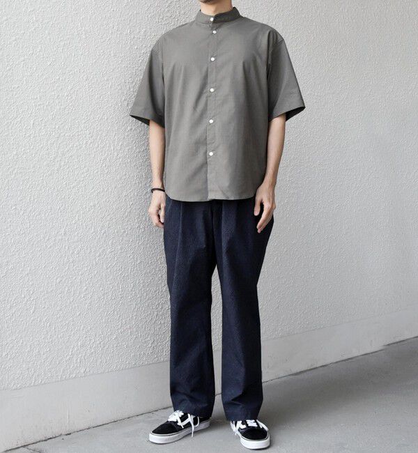 SHIPS any「【WEB限定】SHIPS any: ハイブリッドリネン バンドカラー ショートスリーブ シャツ(セットアップ対応)◆」|シャツ・ブラウス|