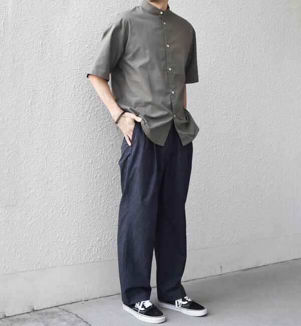 SHIPS any「【WEB限定】SHIPS any: ハイブリッドリネン バンドカラー ショートスリーブ シャツ(セットアップ対応)◆」|シャツ・ブラウス|