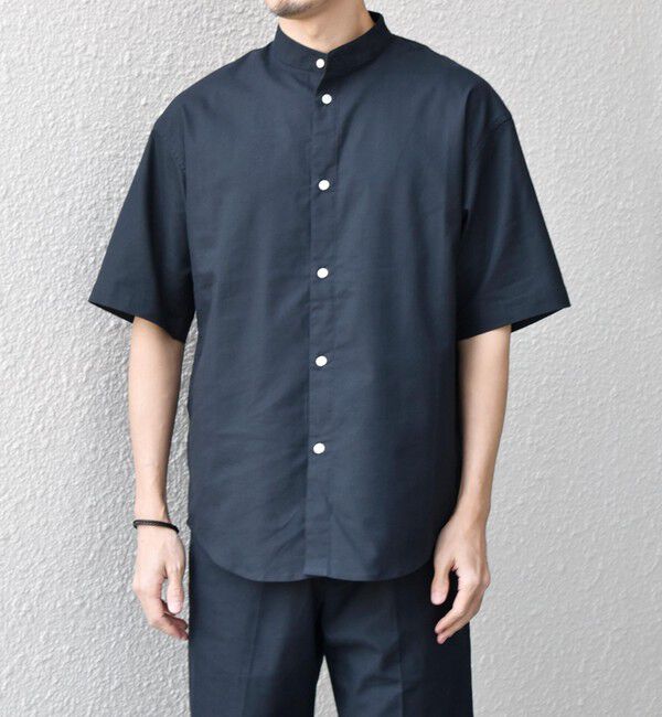 SHIPS any「【WEB限定】SHIPS any: ハイブリッドリネン バンドカラー ショートスリーブ シャツ(セットアップ対応)◆」|シャツ・ブラウス|