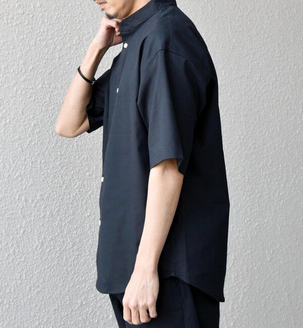 SHIPS any「【WEB限定】SHIPS any: ハイブリッドリネン バンドカラー ショートスリーブ シャツ(セットアップ対応)◆」|シャツ・ブラウス|